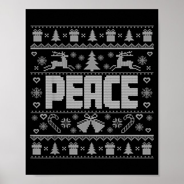 Póster Peace I Come In Peace Couple Matching Ugly Christm (Frente)