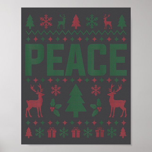 Póster Peace I Come In Peace Couple Matching Ugly Christm (Frente)