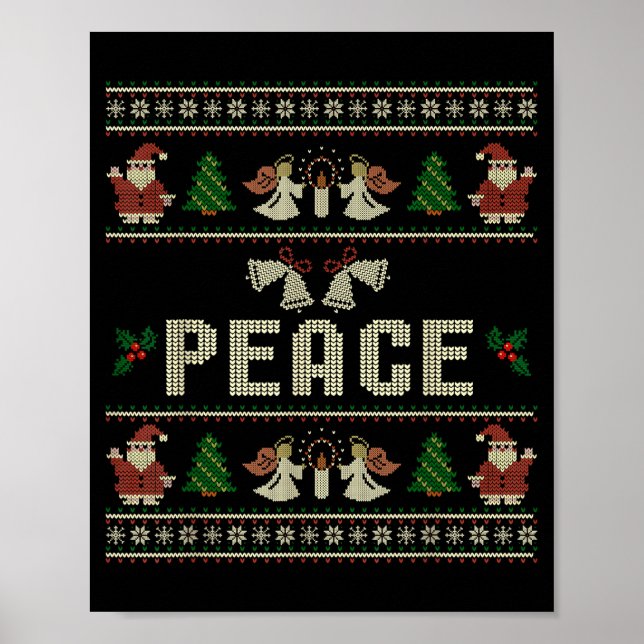 Póster Peace I Come In Peace Couple Matching Ugly Christm (Frente)