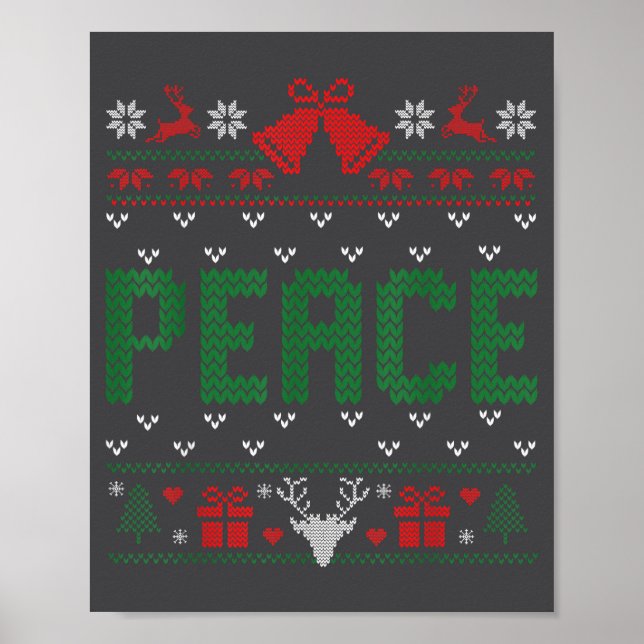 Póster Peace I Come In Peace Couple Matching Ugly Christm (Frente)