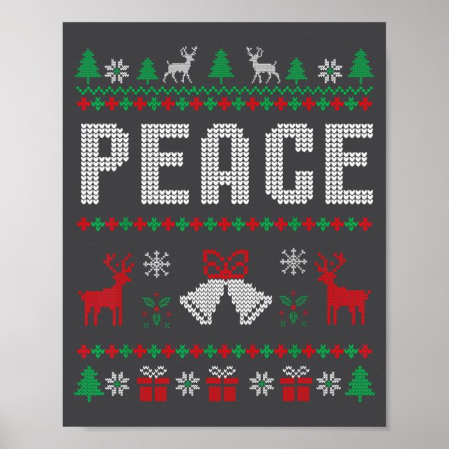 Póster Peace I Come In Peace Couple Matching Ugly Christm (Frente)