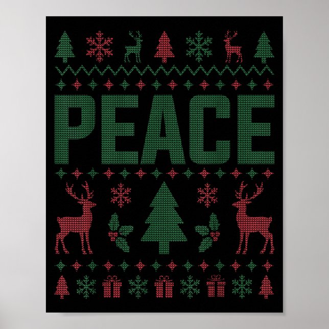 Póster Peace I Come In Peace Couple Matching Ugly Christm (Frente)