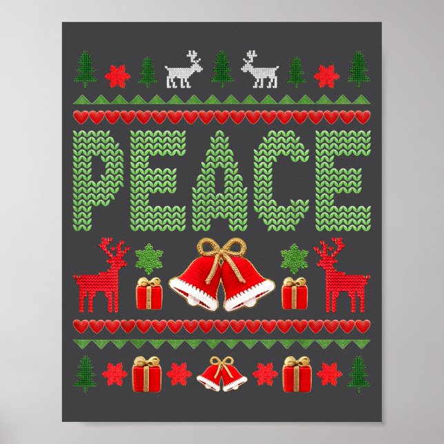 Póster Peace I Come In Peace Couple Matching Ugly Christm (Frente)