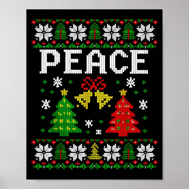 Póster Peace I Come In Peace Couple Matching Ugly Christm (Frente)