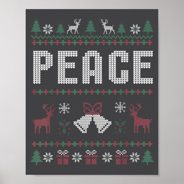 Póster Peace I Come In Peace Couple Matching Ugly Christm (Frente)