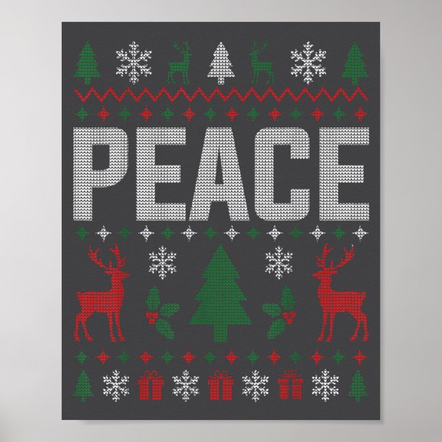 Póster Peace I Come In Peace Couple Matching Ugly Christm (Frente)