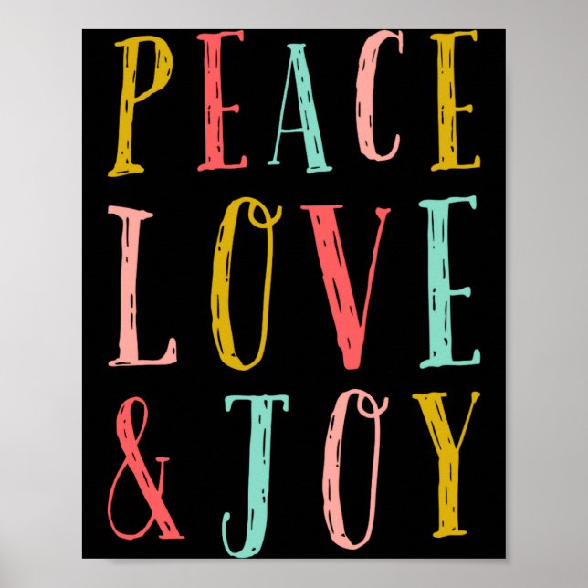 Póster Peace Love And Joy Whimsical Holiday Toddler  (Frente)
