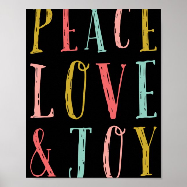 Póster Peace Love And Joy Whimsical Holiday Toddler T Shi (Frente)