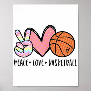 Póster Peace Love Basketball Heart for Women Adolescentes