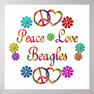 PÓSTER PEACE LOVE BEAGLES