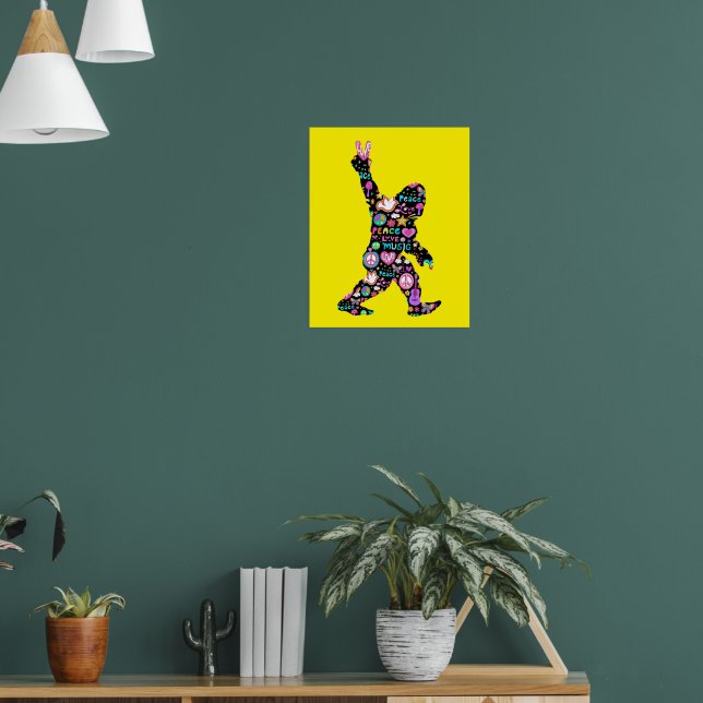 Póster Peace Love Bigfoot Hippie Funny Bigfoot Lover (Salón 1)