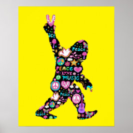 Póster Peace Love Bigfoot Hippie Funny Bigfoot Lover