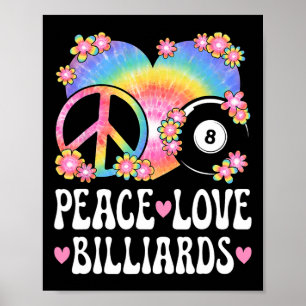 Póster Peace Love Billiards Lover 60s 70s Hippie Set B