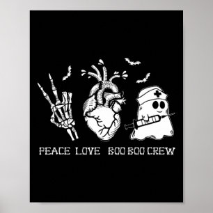 Póster Peace Love Boo Boo Crew Lazy Halloween Costume Nur