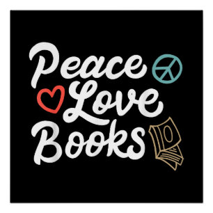 Póster Peace Love Books Geeky & Cute Leading