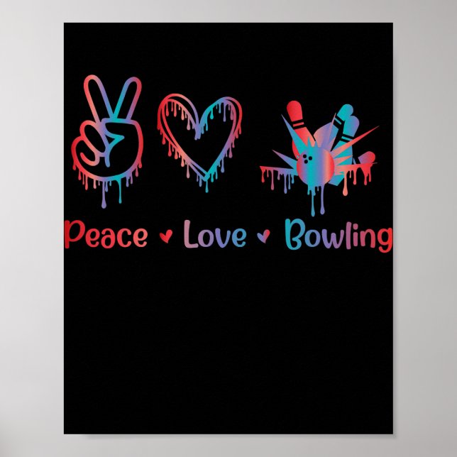 Póster Peace Love Bowling Sublimation Bowling lover Men (Frente)