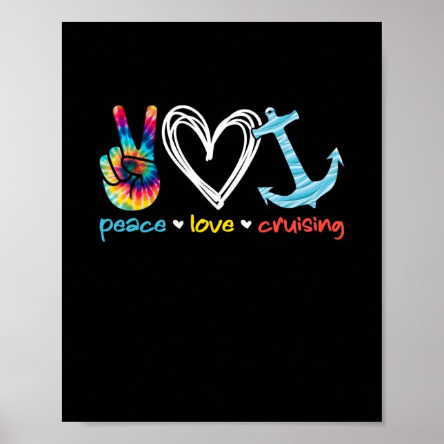 Póster Peace Love Cruising Ship Floating Ocean Tie Dye (Frente)