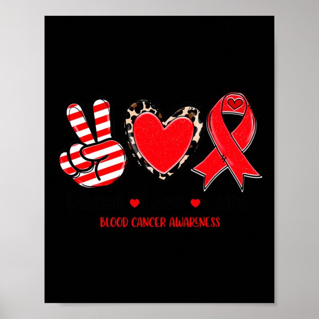 Póster Peace Love Cure Bloguea Cancer Awareness Support T (Frente)