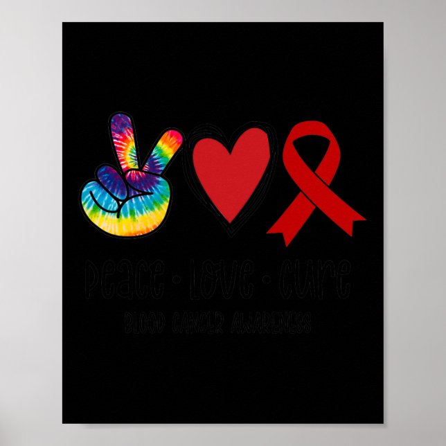 Póster Peace Love Cure Bloguea Cáncer de Squ Apoyo de Con (Frente)
