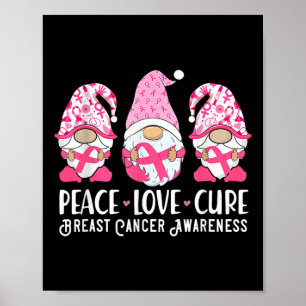 Póster Peace Love Cure Breve Cancer Awareness Warrior Pi