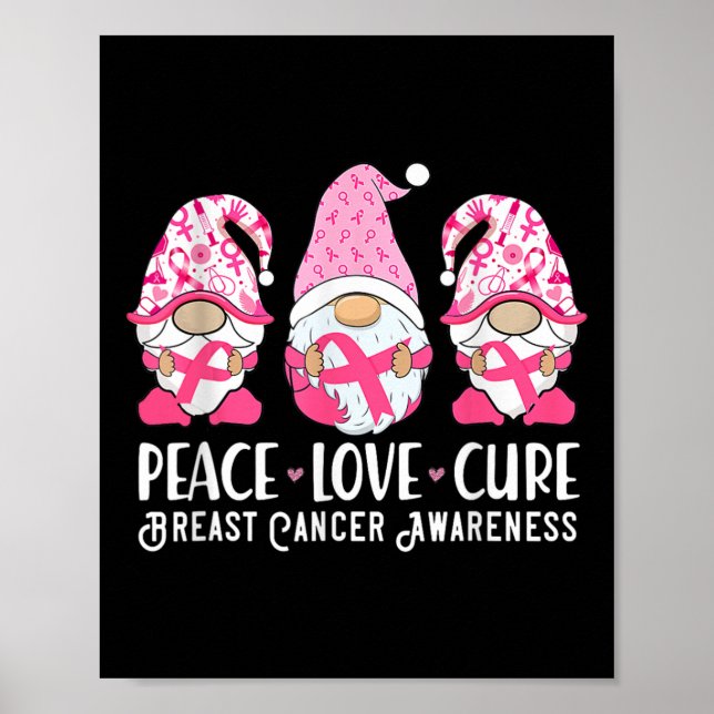 Póster Peace Love Cure Breve Cancer Awareness Warrior Pi (Frente)