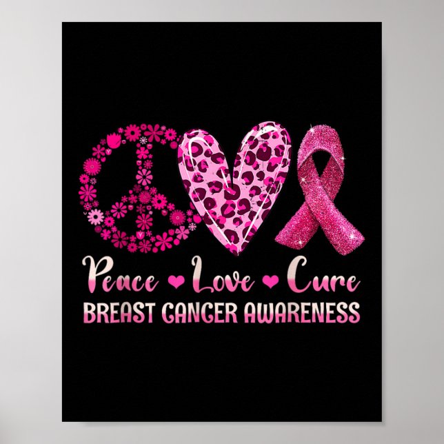 Póster Peace Love Cure Breve Cancer Awareness Warrior Pi (Frente)