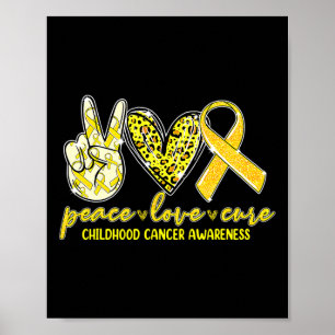 Póster Peace Love Cure Children Canchood Awareness Leopar