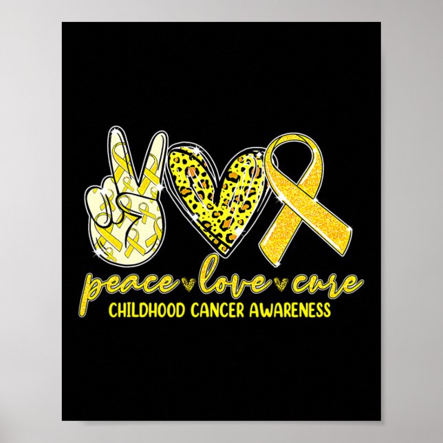 Póster Peace Love Cure Children Canchood Awareness Leopar (Frente)