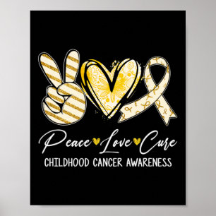 Póster Peace Love Cure Gold Ribbon