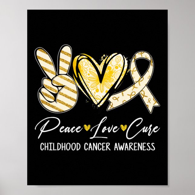 Póster Peace Love Cure Gold Ribbon (Frente)