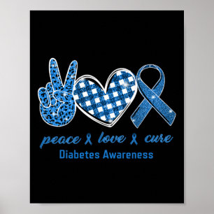 Póster Peace Love Cure Leopardo Diabetes Conciencia Survi