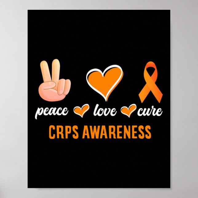 Póster Peace Love Cure Naranja Ribbon Rsd Crps Conciencia (Frente)