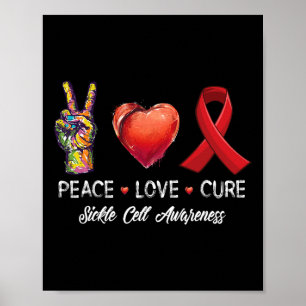 Póster Peace Love Cure Sickle Cell Awareness Hombres Muje