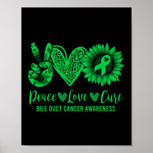 Póster Peace Love Cure Sunflower Bile Duct Cancer Awarene
