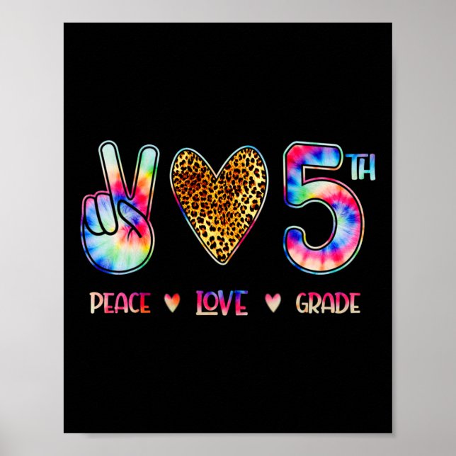 Póster Peace Love Fifth Grade Squad Back To School Gift  (Frente)