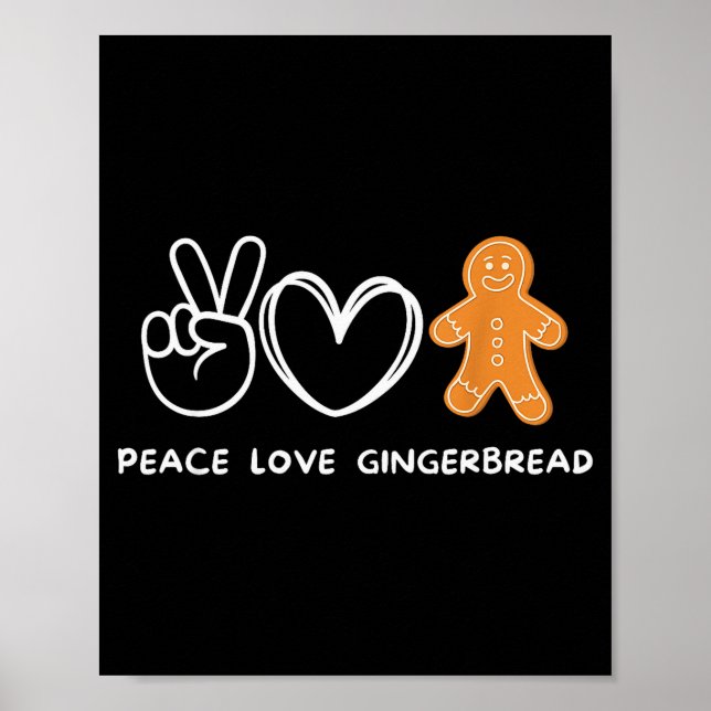 Póster Peace, Love Gingerbread Retro Gingerbread Lover  (Frente)