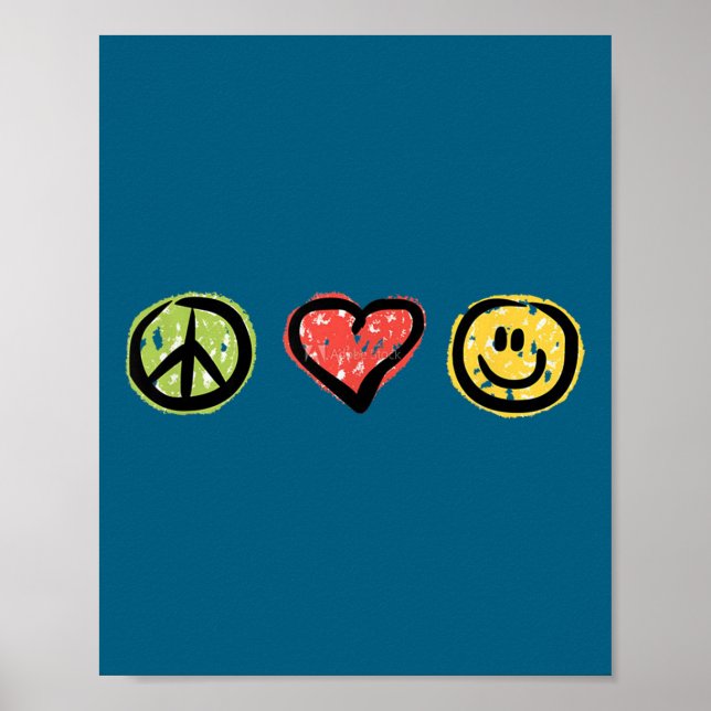 Póster Peace Love Hapness Insrational Hipe Gift  (Frente)
