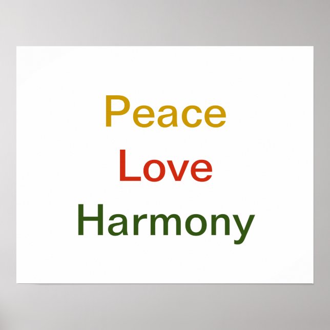 Póster Peace Love Harmony gold red green (Frente)