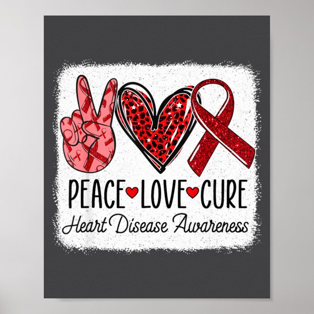 Póster Peace Love Heart Disease Awareness Chd Suprt Wear  (Frente)