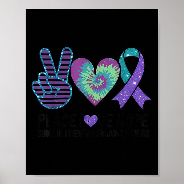 Póster Peace Love Hope Suicide Prevention Tie Dye Awarene (Frente)