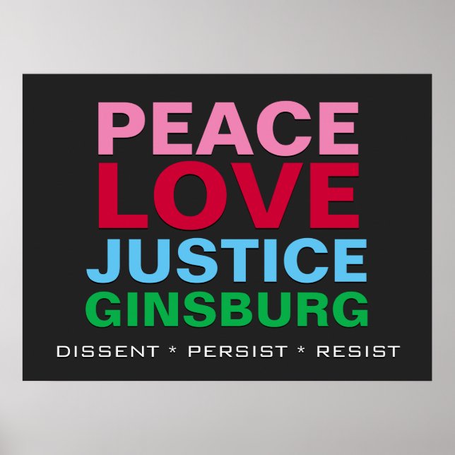 Póster Peace Love Justice GINSBURG Poster (Frente)