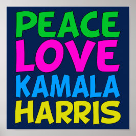 Póster Peace Love Kamala Harris Cute Blue