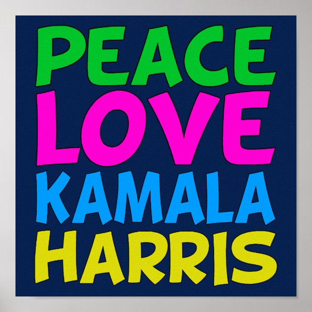 Póster Peace Love Kamala Harris Cute Blue (Frente)