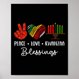 Póster Peace Love Kwanzaa Bendice a los Navidades Hol Afr