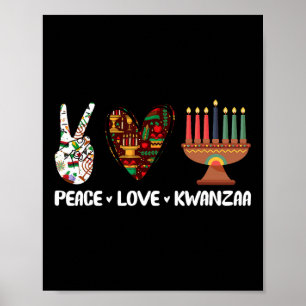 Póster Peace Love Kwanzaa Pajamas African Happy Kwanzaa M