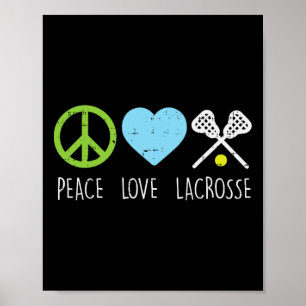 Póster Peace Love Lacrosse Guay Lax Player Goalie Hippie