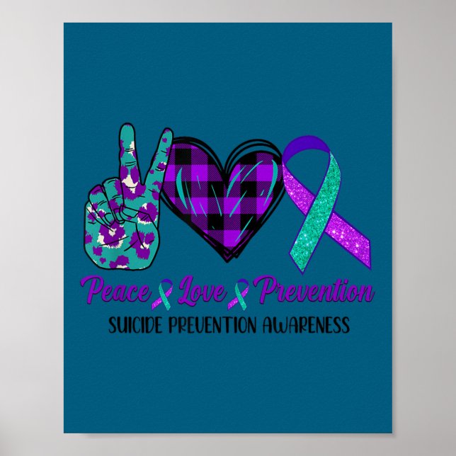 Póster Peace Love Life Suicide Awareness Womens Semi Colo (Frente)