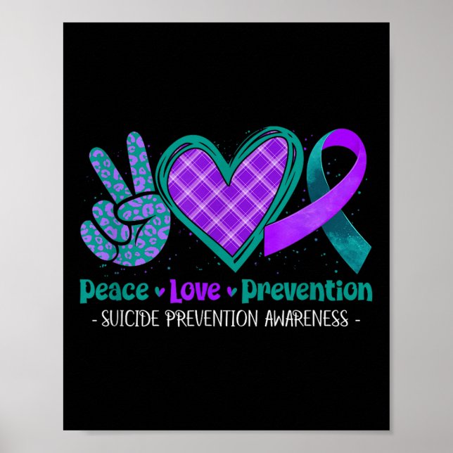 Póster Peace Love Life Suicide Prevention Awareness Purpl (Frente)