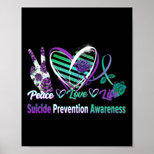 Póster Peace Love Life Suicidio Conciencia Semi Colon Gif