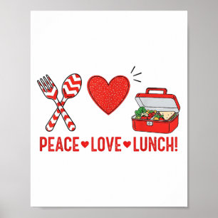 Póster Peace Love Lunch Lady Apreciación Box Back to Sch